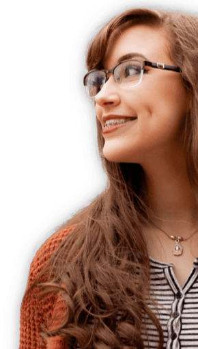girl with braces and glasses smiling 
